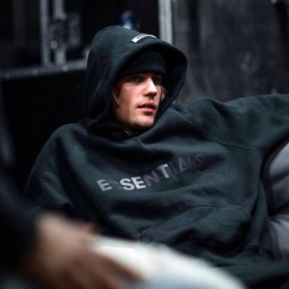 Essentials Fear of God Black Hoodie Pullover Sweatshirt Unisex Medium 100 Cotton